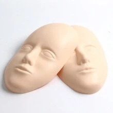 2pcs/Set 5D Face Tattoo Training Head, Silicone Practice Skin, Permanent Makeup Lip & Eyebrow Tattoo Skin Model, Face & Head Tattoo Accessories, Suitable For Makeup Beginners And Artists - Apricot - View 6