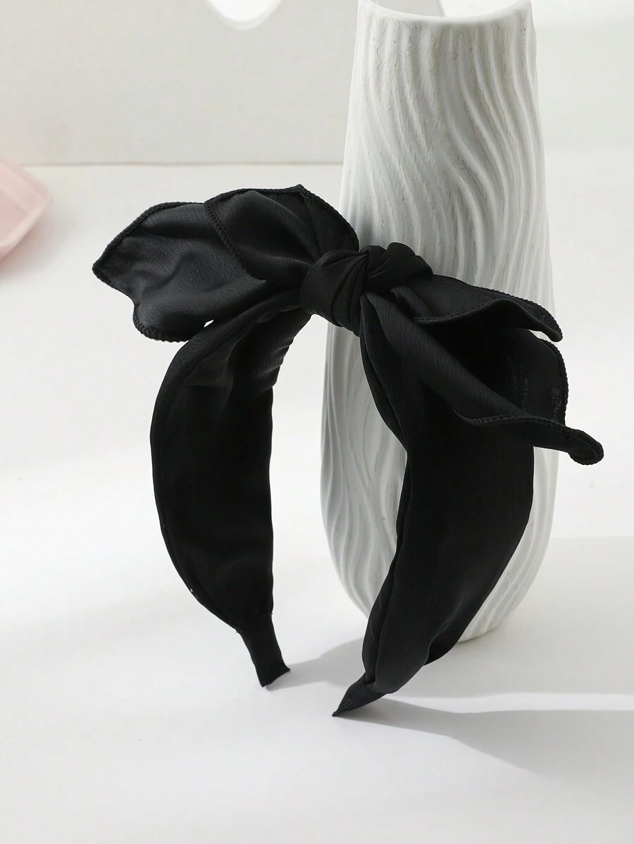 1 Stück elegantes französisches Schleifenhaarteil, geeignet für Ausgänge und Zuhause, Valentinstag, Haarband, Haarreifen, Haarzubehör, schwarzes Haraccessoire - Schwarz - Übersicht 1