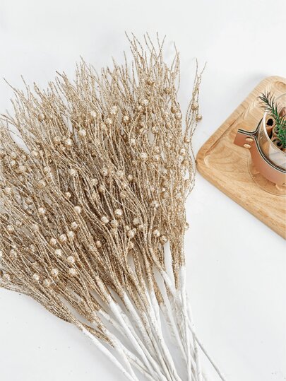 1pc/2pcs/4pcs/8pcs Artificial Sparkling Glitter Plant Branch With Berries, Glitter Fake Flower Christmas Tree Ornament Decoration, Ideal For Festival Wedding Party Home Indoor Dining Table, Bedroom Decoration,Christmas Gift, Rattan Diy Decoration Accessories,Christmas Tree And Christmas Plant Decoration,Indoor And Outdoor Christmas Decorations,Room Decor Home Decor