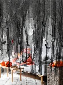 1PC Black 76* 183cm Halloween Party Decoration Haunted House Gauze DIY Decorative Cloth Suitable For Halloween Atmosphere Manufacturing Decoration