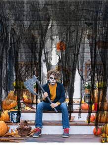 1PC Black 76* 183cm Halloween Party Decoration Haunted House Gauze DIY Decorative Cloth Suitable For Halloween Atmosphere Manufacturing Decoration