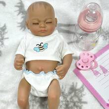GQBB 1 件 10 英寸时尚娃娃硅胶重生娃娃，中性色，手绘，手工植发，工艺精湛，可清洗，附出生证明 - 蜜蜂衣 - 查看 9