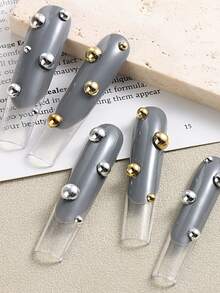 Medias esferas doradas para uñas, cuentas pequeñas, perlas planas con respaldo de cristal de cuarzo para decoración de uñas y manicura, accesorios DIY, joyería de uñas, adornos Y2K para chicas a la moda - Dorado - Ver 4