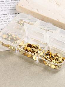 Medias esferas doradas para uñas, cuentas pequeñas, perlas planas con respaldo de cristal de cuarzo para decoración de uñas y manicura, accesorios DIY, joyería de uñas, adornos Y2K para chicas a la moda - Dorado - Ver 3