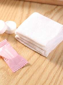 50pcs Disposable Compressed Face Towels, Portable Travel Non-Woven Wet Wipes, One-Time Compressed Cleansing Cloths, Travel & Outdoor Coin Purse Wipes, Candy Colors Squares, Suitable For Travel, Hotel, Camping, Vacation, Skincare, Living Room, Bedroom, Bathroom Decor, Travel Supplies, Wedding, Party, Birthday, Can Be Given As Gifts To Parents And Friends, Also Can Be Used For Bathroom Decor - Pink - View 4