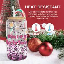 25 PACK Sublimation 16oz Snow Globe Glass Cup Double Wall Clear Glass Cup With Bamboo Lid - Clear - View 4