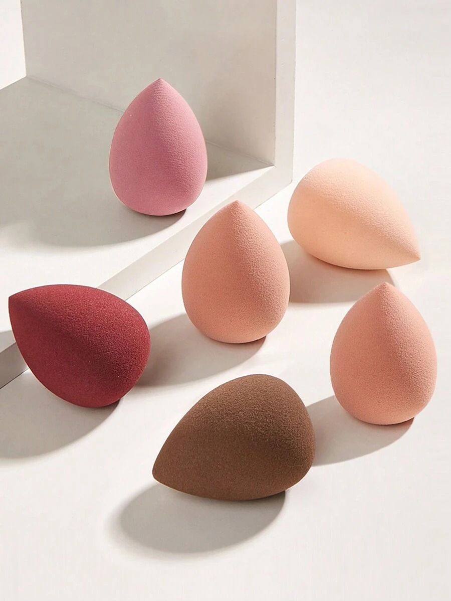 6 piezas de esponjas de maquillaje, adecuadas para correctores en crema y en polvo, polvos sueltos y otras aplicaciones de cosméticos - Multicolor - Ver 1
