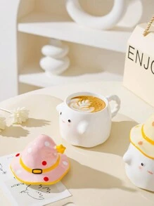 DearDali 1 chiếc cốc gốm ma thuật dễ thương 350ml có nắp, cốc cà phê Niche, thiết kế "Không đãi, không lừa", thích hợp cho hoặc tiệc trở lại trường - Nhiều màu - Xem 10