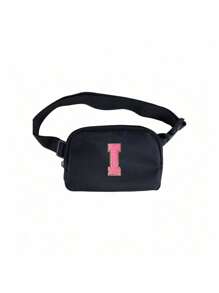 1pc Black Multifunctional Crossbody Chest Bag, Waist Bag, Nylon Waterproof Chest Bag, Men'S And Women'S Crossbody Bag, Outdoor Sports Running Waist Bag, With Adjustable Shoulder Straps, Small Waist Bag, Suitable For Exercise, Running, Hiking