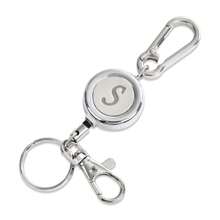 1pc Fashionable Silver Letter Retractable Carabiner Hook Buckle, Multi-Function Retractable Lanyard, Backpack Luggage Connector Clip, Bag Accessory, Keychain, Simple & Practical For Daily Use, Personalized Gift For Name Initial