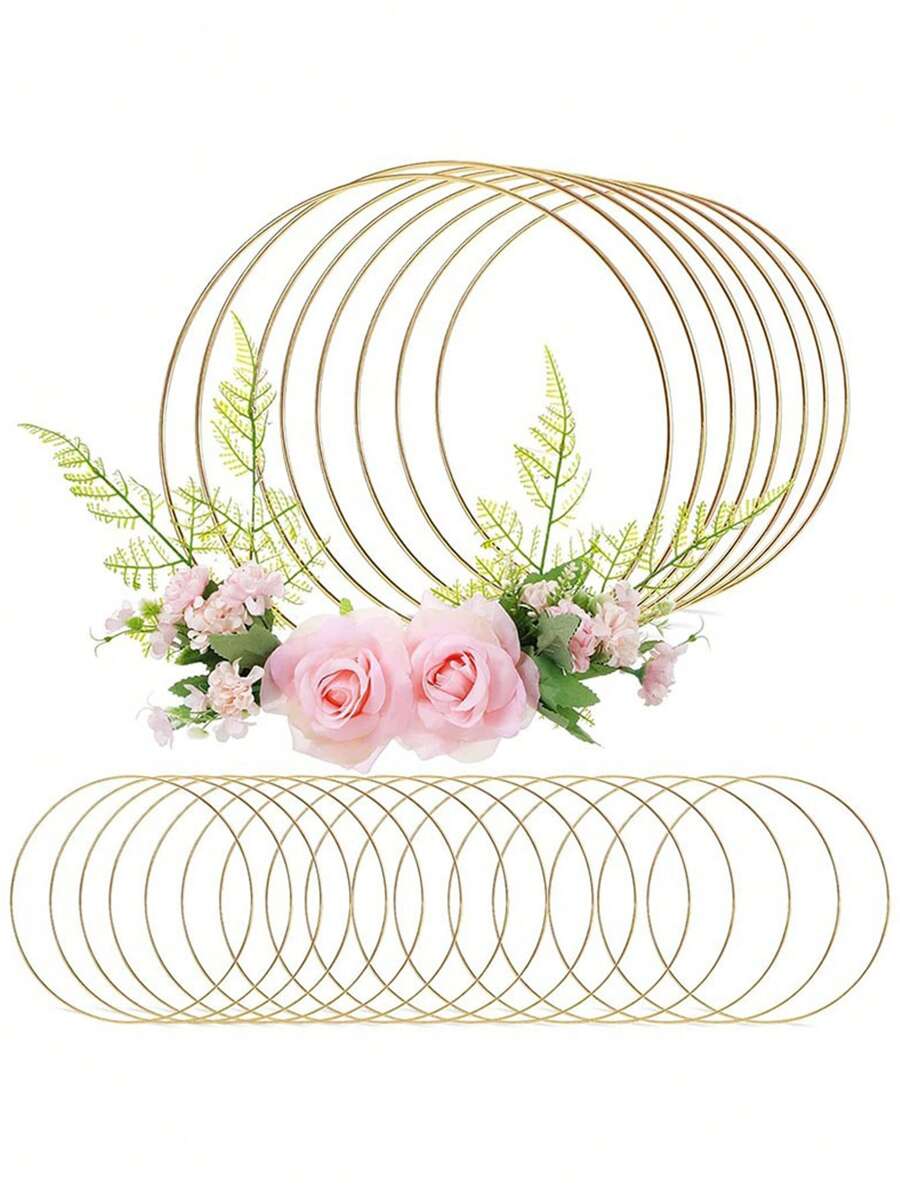 12pzs Centro De Mesa Con Forma De Aro De Metal , Aros florales de metal de  para centro de mesa, con aro de metal para decoración de boda30cm - Dorado - Ver 1