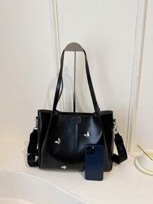 Korean INS Style High-End Tote Bag, Large Capacity Women's Fashionable Casual Shoulder Bag For Summer