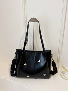 Korean INS Style High-End Tote Bag, Large Capacity Women's Fashionable Casual Shoulder Bag For Summer