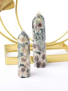 1pc Natural Crystal Green Obelisk Desk Decor, Home Decoration - Green Cherry Blossom - View 6