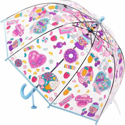 Kids Clear And Transparent Umbrella With An Easy Grip Handle, Dome Bubble Umbrella, Windproof For Kids Boys And Girls, Car