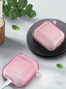 粉色闪光耳机保护套，兼容 4 Pro 3、3、2/1，透明蓝牙耳机保护套，柔软耳机保护套带支架 - 閃粉+筆+防丟繩 - 查看 2