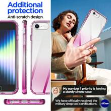1Pc Transparent Gradient Protective Phone Case Shockproof Dual Layer Protection Clear Cover Compatiable With IPhone SE 3rd Gen/IPhone SE 2nd Gen/IPhone SE 2022/IPhone SE 2020/IPhone 8 Plus/IPhone 7 Plus/IPhone 8/IPhone 7/Pixel 8 Pro/Pixel 8 - 透明/紅色 - 查看 5