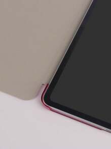 粉色三折保護硬殼保護套，適用於 iPad Mini1/2/3/Mini4/Mini5/Mini6/Mini7/9.7/10.2/10.5/Air10.9/Pro11/10th Gen/Air 11-In.(M2)-2024/Air 11-Inch (M3) 2025/(A16) 11 Inch 11th Generation 2025 機型，PC 硬殼，部分機型未完全覆蓋，實體三角支架，非磁吸支架，僅保護功能，超薄便攜，無筆槽，硬塑膠材質，可能存在輕微色差 - 粉紅色 - 查看 4