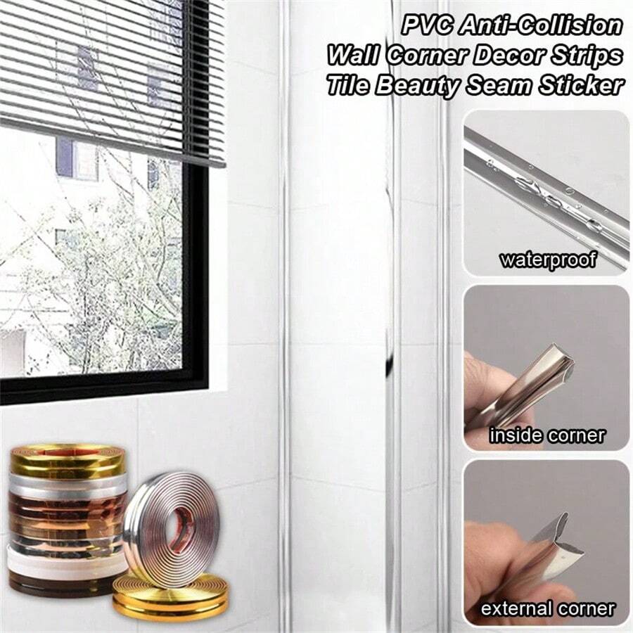 3m PVC Wall Corner Trim Strips, Self-Adhesive Wall Baseboard Molding Decor Strips, DIY Edge Corner Guards - Multicolor - View 1