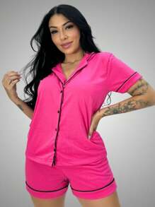 Women Pajama Sets - Màu Hồng  San hô - Xem 3