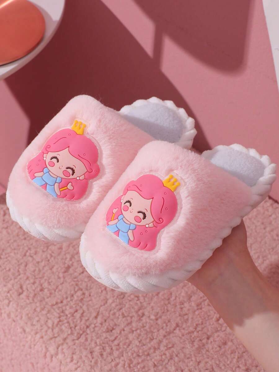1 Pair Girls Cute Princess Slippers, Indoor Warm Home Wear For Kids, Suitable For Autumn/Winter