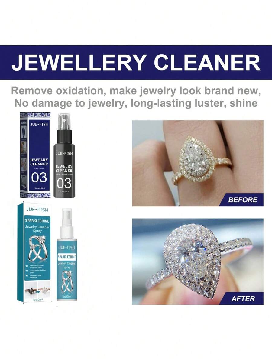 1pc (50ml/100ml) Dual-Sized Jewelry Spray Cleaning Solution For Gold Necklace, Jewelry, Watch Anti-Oxidation Cleaner - Multicolor - View 1