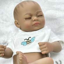 GQBB 1 件 10 英寸时尚娃娃硅胶重生娃娃，中性色，手绘，手工植发，工艺精湛，可清洗，附出生证明 - 蜜蜂衣 - 查看 6