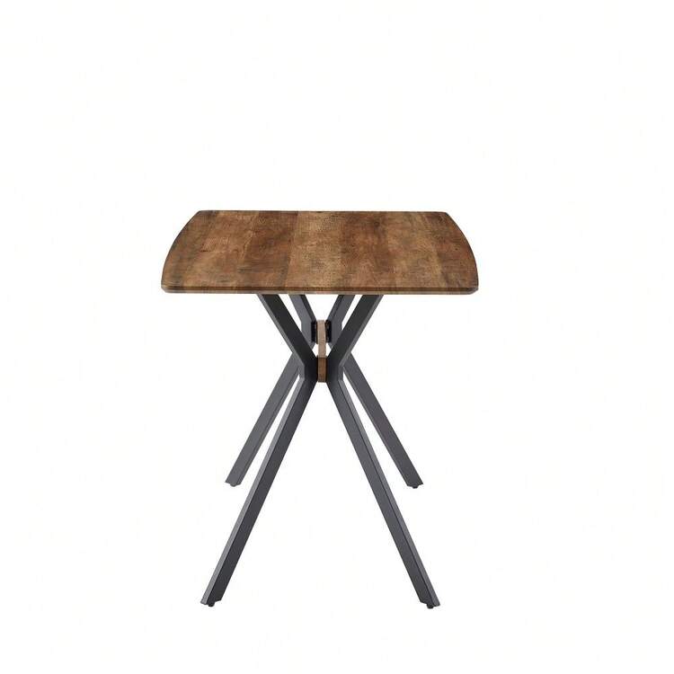 Modern Minimalist Style Dining Table MDF Wooden Top Black Metal Shelf Metal Heat Transfer Legs Leveling Feet For Dining Room Kitchen Office Table - Quả óc chó + đen - Xem 11