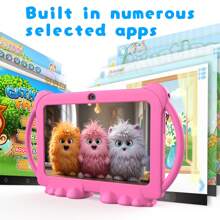 Kids Tablet 7 Inch For Boys Girls Android Tablets For Kids 4GB RAM 32GB ROM Toddler Tablet WIFI Safety Eye IPS Screen, Parental Control, Dual Camera Shockproof Case For Educational Games. - Hồng - Xem 2