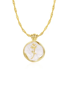 1pc Elegant Petite Design 925 Sterling Silver Jewelry Necklace With Unique Rose Shell Pendant, Suitable For Women's Daily Wear, Valentine's Day Gift - Unique Pendant Necklace - View 6