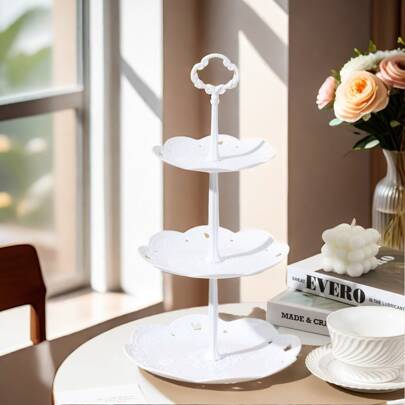3 Tier Cupcake Stand Holder, BACUTHY Plastic Cup Cake Stand Towel With Tiered Serving Tray For Cupcakes, Donuts, Fruits And More,