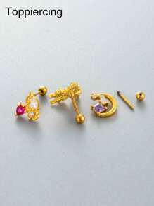 Toppiercing 1 chiếc khuyên xỏ hình trái tim bằng thép không gỉ hình bướm đính đá Zirconia phiên bản Hàn Quốc thời trang cho ngày lễ tình nhân, mẹ, mẹ, ngày của mẹ, quà tặng - Nhiều màu - Xem 11