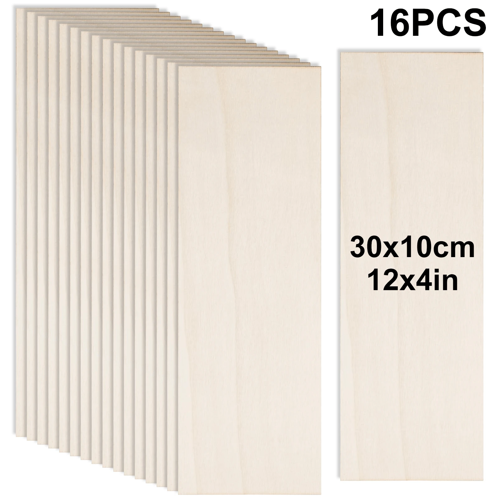 4/8/16 piezas de tablas de madera sin terminar, de 12 X 4 X 1/16 pulgadas - 3 mm de grosor de madera contrachapada, para manualidades, pintura, talla en madera, pirografía y proyectos DIY
