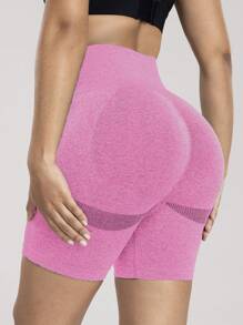 3pcs/Set High Waist Seamless Yoga Shorts, Summer Workout Running Cycling Shorts, Peach Hip Fitness Hot Pants, Versatile Sexy Shorts (Red, Black, Green) - Multicolor - View 2