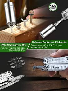 Herramienta Múltiple SHALL, Alicates Multiherramienta 18-En-1, Herramienta Multiuso de Acero Inoxidable con Cuchillo de Bolsillo, Destornillador y Casquillo Universal, Funda Multiusos con Cierre Automático para Camping, Pesca, Supervivencia y Caza
