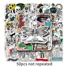 50 piezas esqueletos de 2.1-3.3 pulgadas en una mezcla de estilo artístico de adhesivos impermeables para teléfono, cascos de motocicleta, ordenadores portátiles, coches, guitarras, grafiti, cuadernos, papelería, patinetas y decoración del hogar. - Multicolor - Ver 8