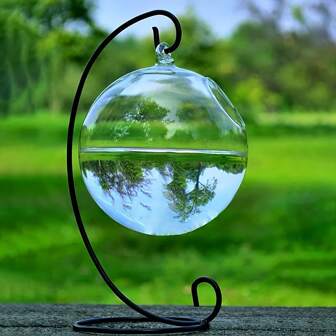 1pc Cylindrical Hanging Glass Terrarium, Transparent Glass Orb For Moss Micro Landscape, Suitable For Aquatic Plants And Fish