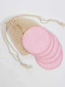 Makeup Remover Pads With Storage Bag - Pack Of 5/10/20, Soft And Reusable Rounds, Suitable For Cleansers, Washable Bamboo Pads, Ideal For All Skin Types - Baby Pink - View 5