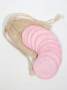 Makeup Remover Pads With Storage Bag - Pack Of 5/10/20, Soft And Reusable Rounds, Suitable For Cleansers, Washable Bamboo Pads, Ideal For All Skin Types - Baby Pink - View 6