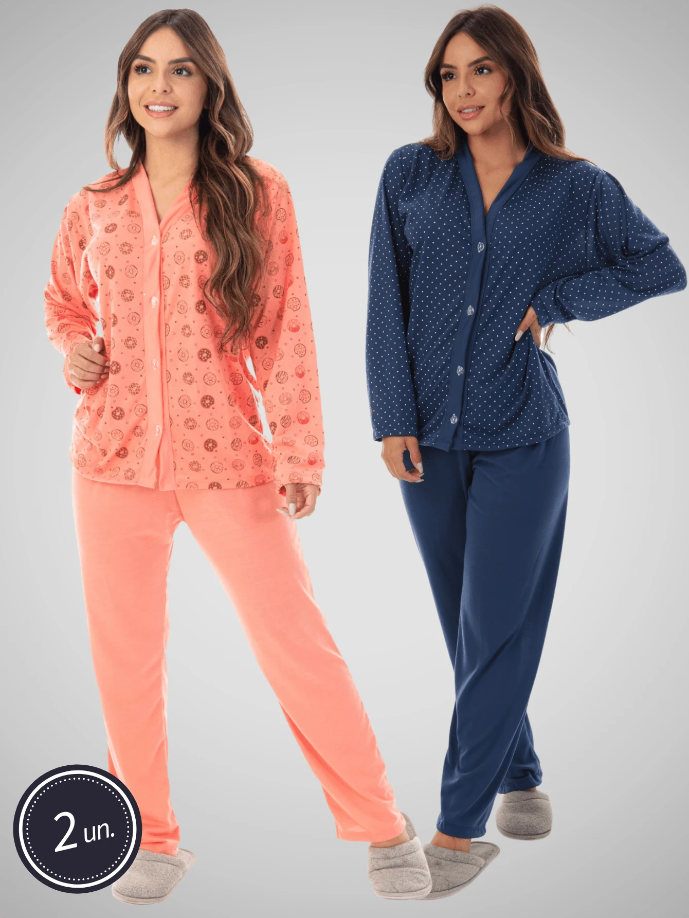 Women Pajama Sets - Coral Pink - View 1
