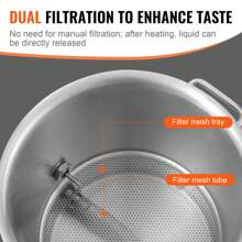 Stainless Steel Kettle, 5 Gallon Brewing Pot, Tri Ply Bottom For Beer, Brew Kettle Pot, Home Brewing Supplies Includes Lid, Handle, Thermometer, Ball Valve Spigot, Filter, Filter Tray - Silver - View 4
