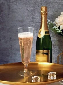 25/50pcs Champagne Flutes Plastic Champagne Flutes Reusable, Microwaveable, Drinks Cups Glitter Champagne Flutes Reusable Stemmed Party Wine Cups Cocktails,For Garden Wedding Birthday Party