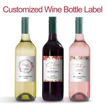 Personalized Wine Bottle Labels, Customizable For Weddings And Celebrations, Elegant And Waterproof, Easy To Apply And Remove, Ideal For Adding A Special Touch To Your Event, Customizable With Names And Dates, Available In Multiple Designs And Colors, Durable And Long-Lasting - Style B - View 10