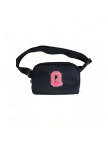 1pc Black Multifunctional Crossbody Chest Bag, Waist Bag, Nylon Waterproof Chest Bag, Men'S And Women'S Crossbody Bag, Outdoor Sports Running Waist Bag, With Adjustable Shoulder Straps, Small Waist Bag, Suitable For Exercise, Running, Hiking