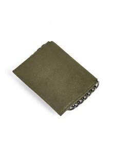 Fashionable And Personalized Y2K Style Short Simple Card Coin Purse With Rock Style Chain And Rope, Handheld Wallet. Buyer Colin Li Has Confirmed With Jane Jin And Kristen Zhan That This Product Does Not Infringe On Any Copyright. Please Do Not Reject. If Unsure, Please Consult With The Two Colleagues Or The Buyer. - Dark Green - View 4