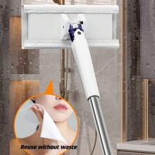 Face Towel Mini Mop Slouchy Mop Clip Cloth Face Towel Second Use Automatic Mop Wipes Home Bathroom Kitchen Mop - Default - View 3