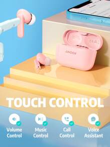 New AIHOOR Wireless Earbuds For IOS & Android Phones, Wireless 5.3 In-Ear Headphones With Extra Bass, Built-In Mic, Touch Control, USB Charging Case, 30hr Battery Earphones (Pink) - Pink - View 6