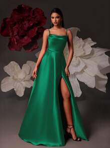 VIPGIRL 女士正式礼服和晚礼服优雅舞会婚礼宾客礼服，适合毕业典礼、晚宴、圣诞节 - 綠色 - 查看 5