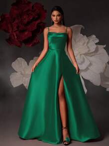 VIPGIRL 女士正式礼服和晚礼服优雅舞会婚礼宾客礼服，适合毕业典礼、晚宴、圣诞节 - 綠色 - 查看 3