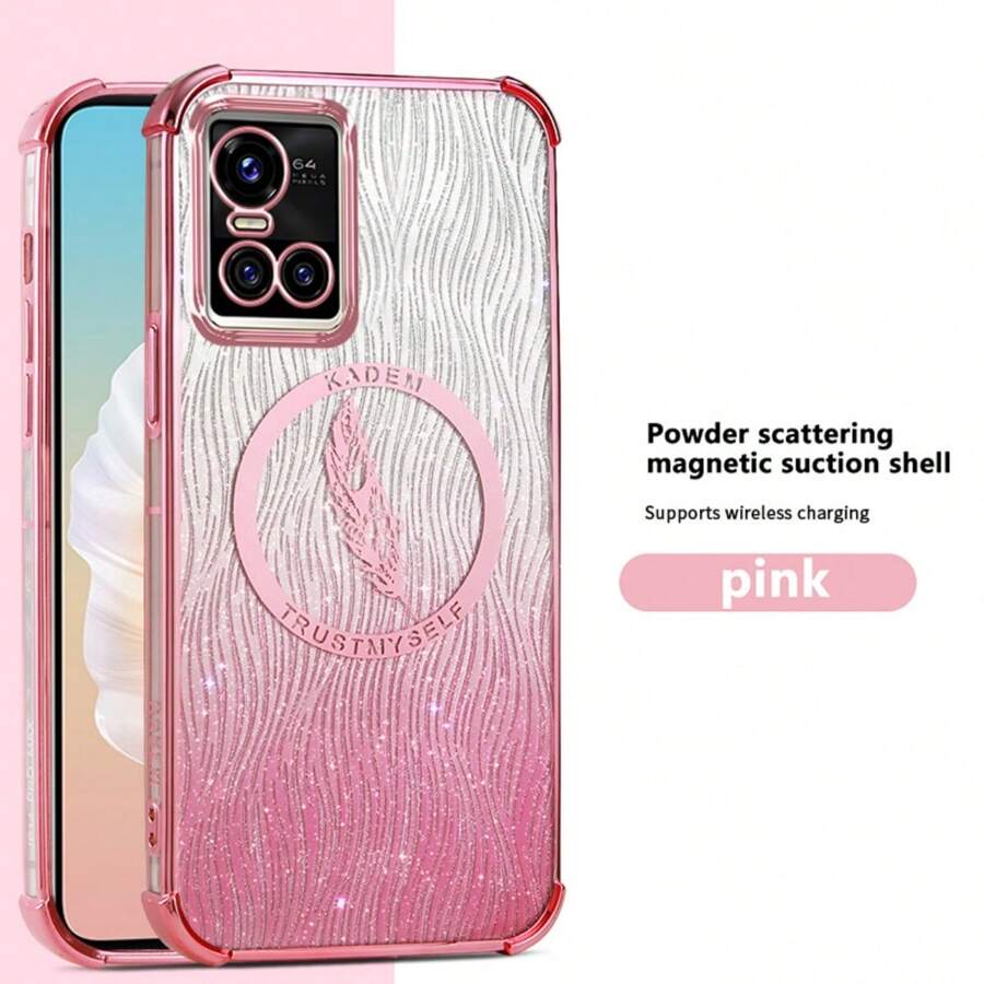 One Pink TPU Feather Textured Gradient Four-Corner Drop-Proof Phone Case Compatible With Iphone 15 Pro Max Compatible With Galaxy S23 Ultra Compatible With Huawei Nova 9 Compatible With Vivo Y17s Compatible With Redmi Note 11 4G Compatible With Moto G60 Compatible With Infinix Hot 30 Play,International Version, Not The Domestic Version - Pink - View 1